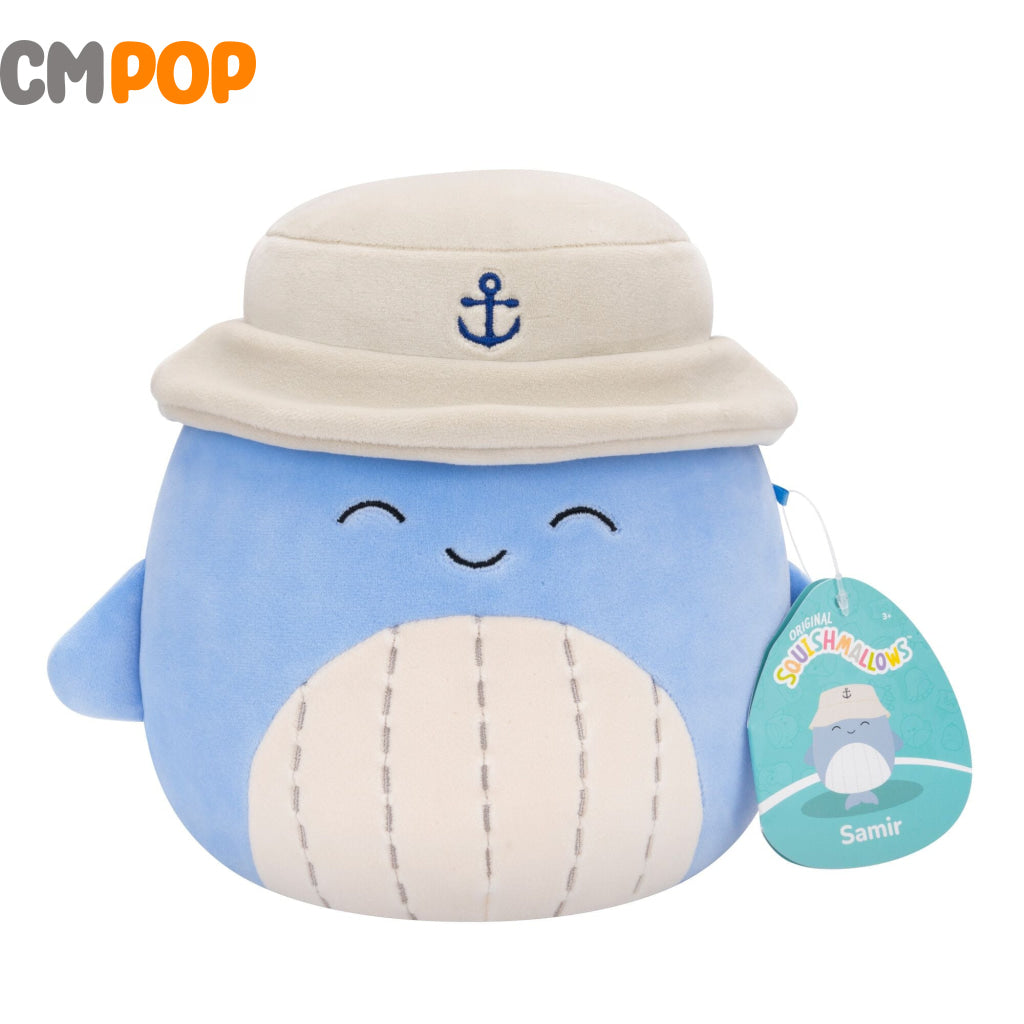Squishmallows - 7.5 Inch Samir the Whale in Bucket Hat Squishmallows
