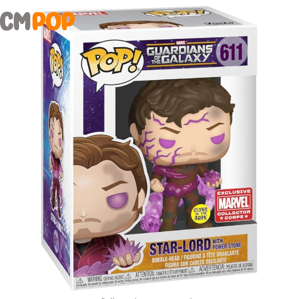 Star-Lord With Power Stone- #611 - Funko Pop! Guardians Of The Galaxy Marvel Gitd Collector Corps