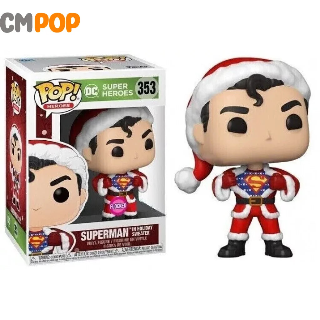 Superman In Holiday Sweater - #353 Funko Pop! Heroes Super Flocked Special Edition Pop