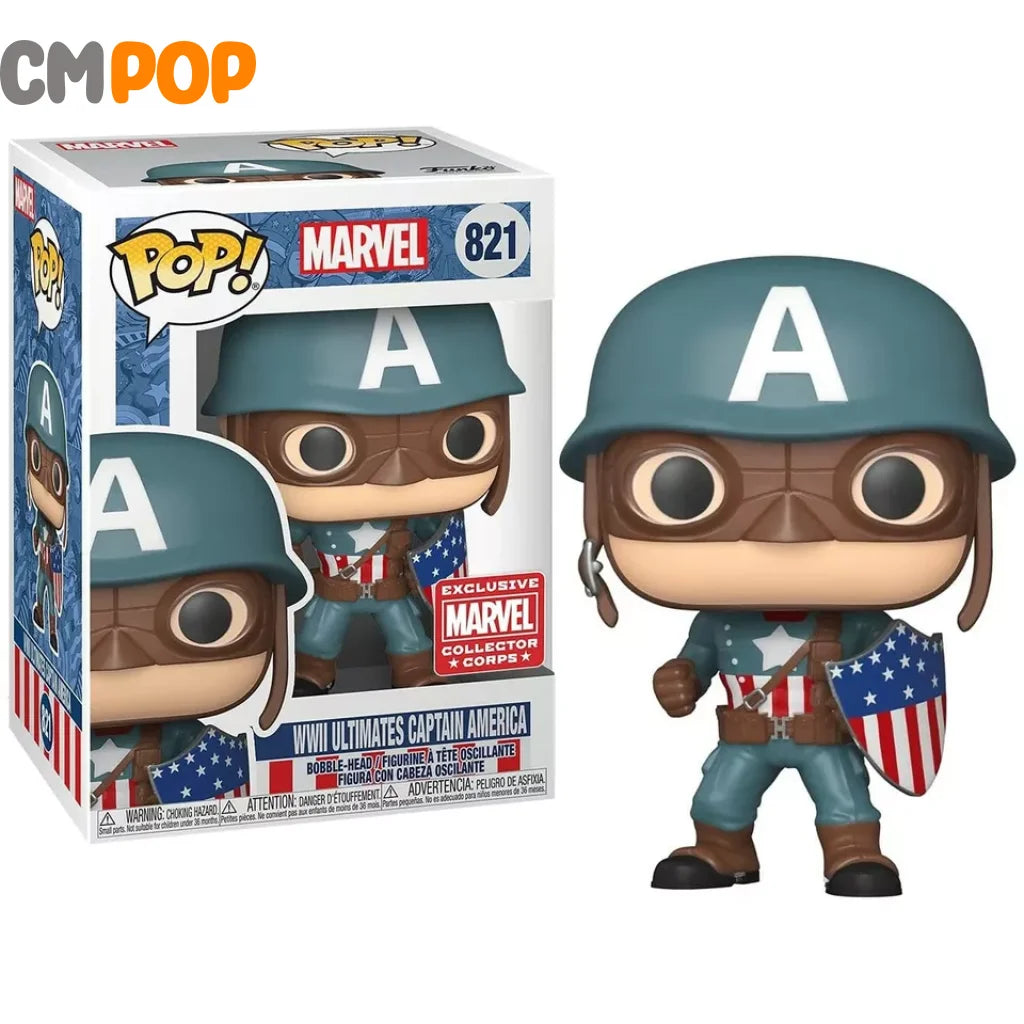 Wwii Ultimate’s Captain America - #821 Funko Pop! Marvel Exclusive Collector Corps Pop