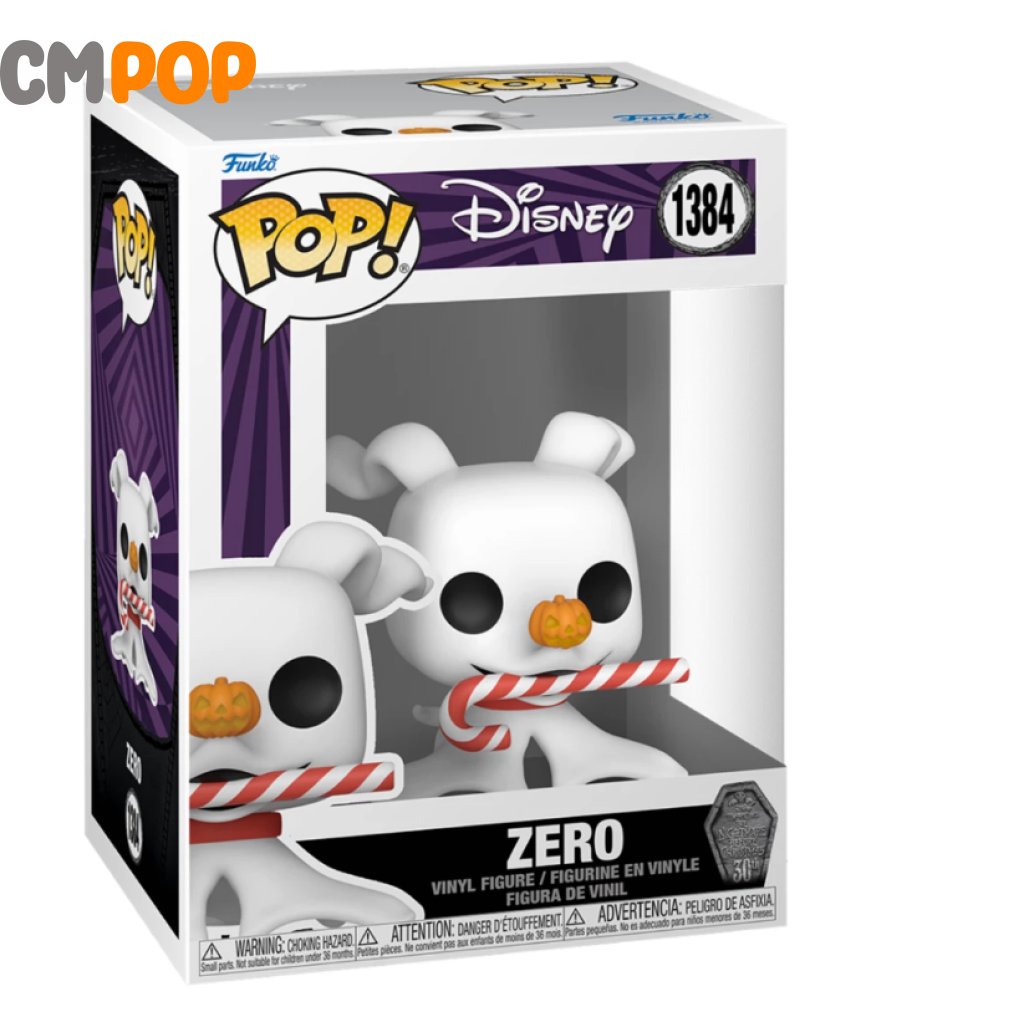 30Th Zero With Candy Cane - #1384 Funko Pop! Disney The Nightmare Before Christmas Pop