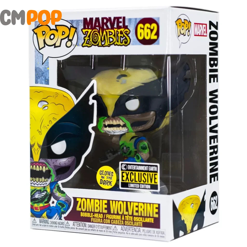 Zombie Wolverine- #662- Funko Pop! - Marvel Zombies Glows In The Dark Entertainment Earth Exclusive