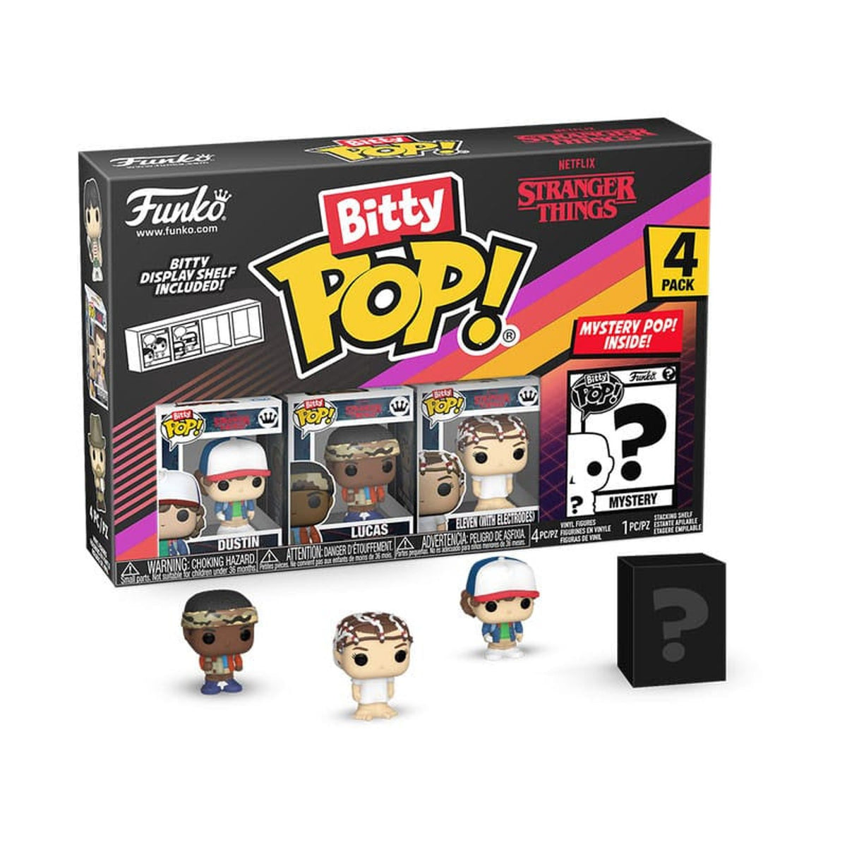 Bitty POP! 4-Pack: Stranger Things - Dustin, Lucas, Eleven (With Electrodes)