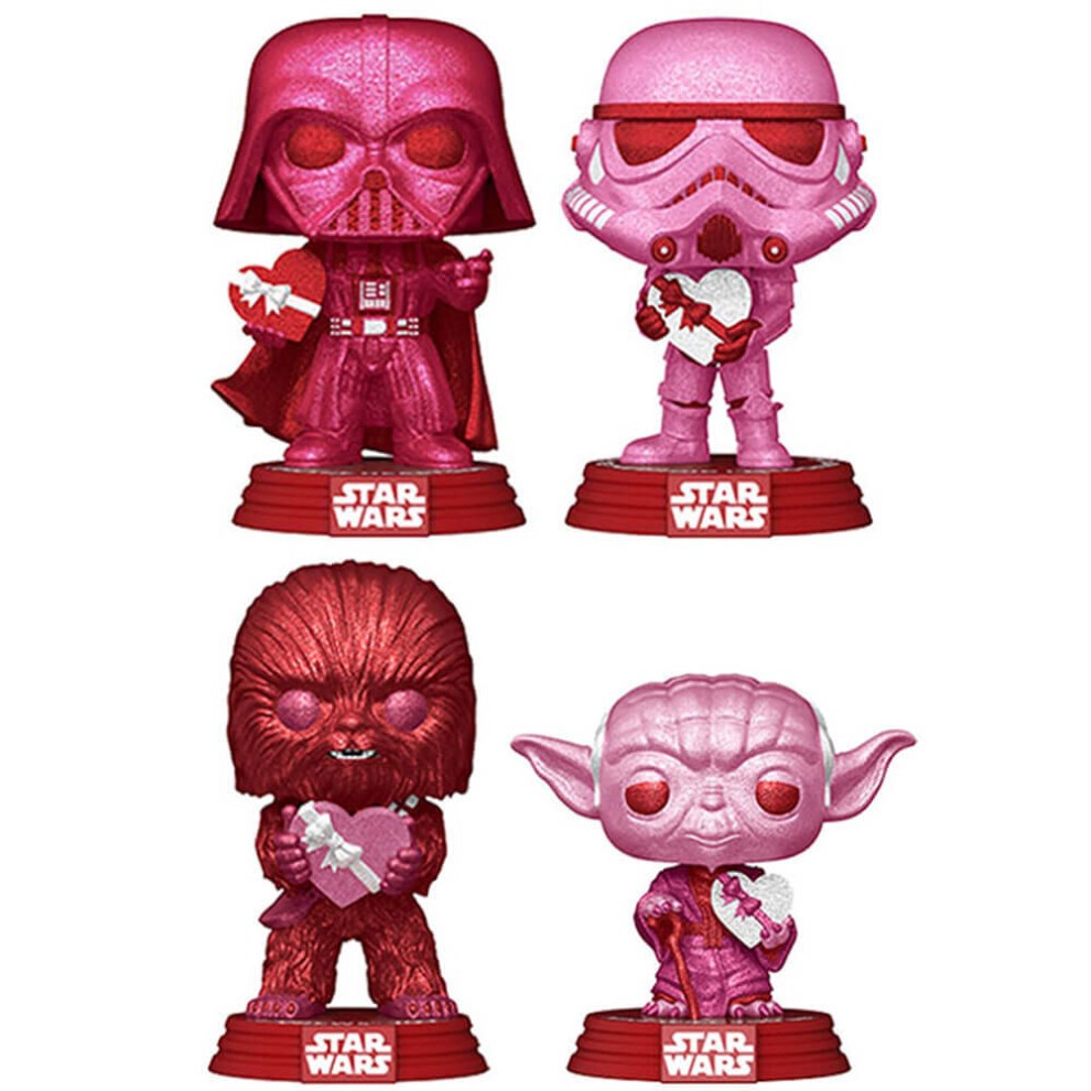 Darth Vader, Storm Trooper, Chewbacca and Yoda Diamond Valentine 4 Pack Funko