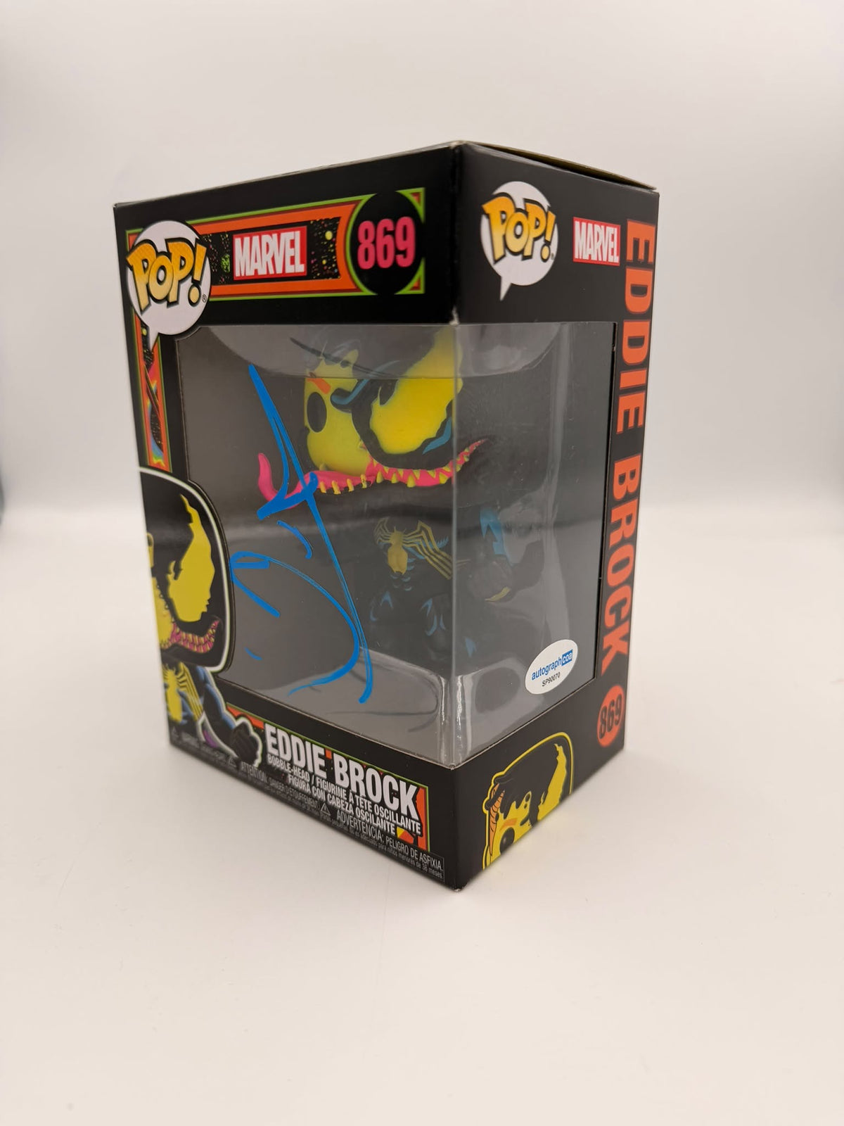 EDDIE BROCK - #869 - Funko Pop! - MOVIES - MARVEL -  Signed by Topher Grace - ACOA Certificate