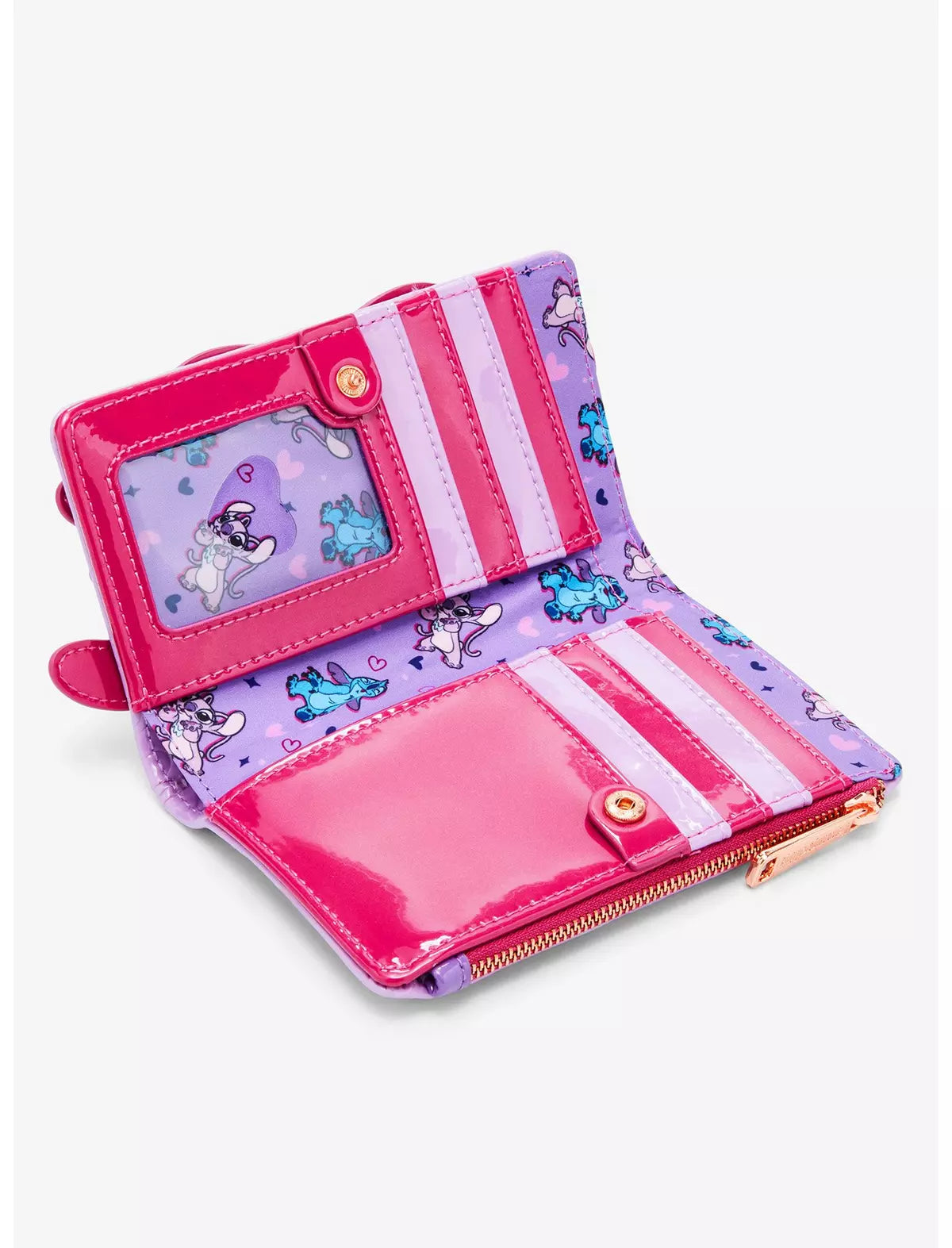 Disney Stitch and Angel Debossed Hearts Wallet - Loungefly