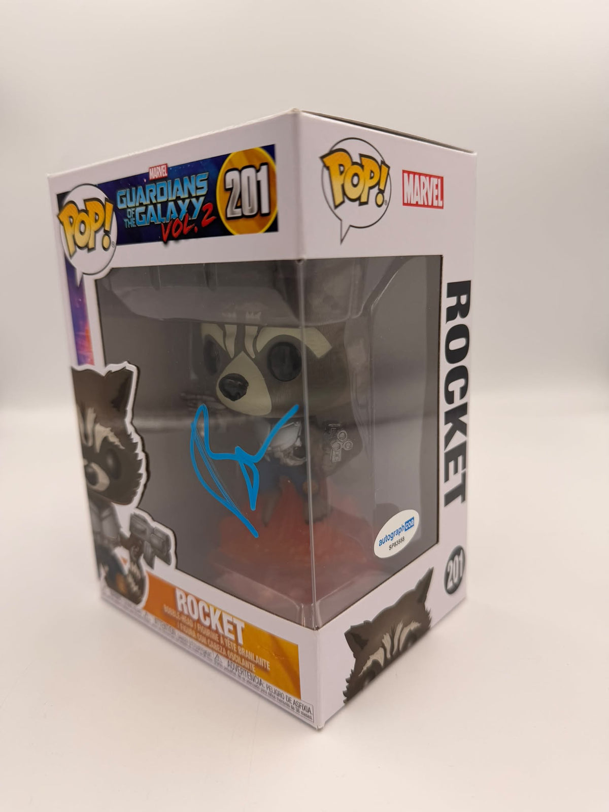 ROCKET - #201 - Funko Pop! - Movies - Guardians of the Galaxy -  Signed by Bradley Cooper  - ACOA Certificate