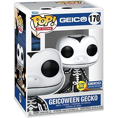 Geicoween Gecko - #170 - Funko POP! Ad Icons Geico Skeleton Glows In The Dark Exclusive