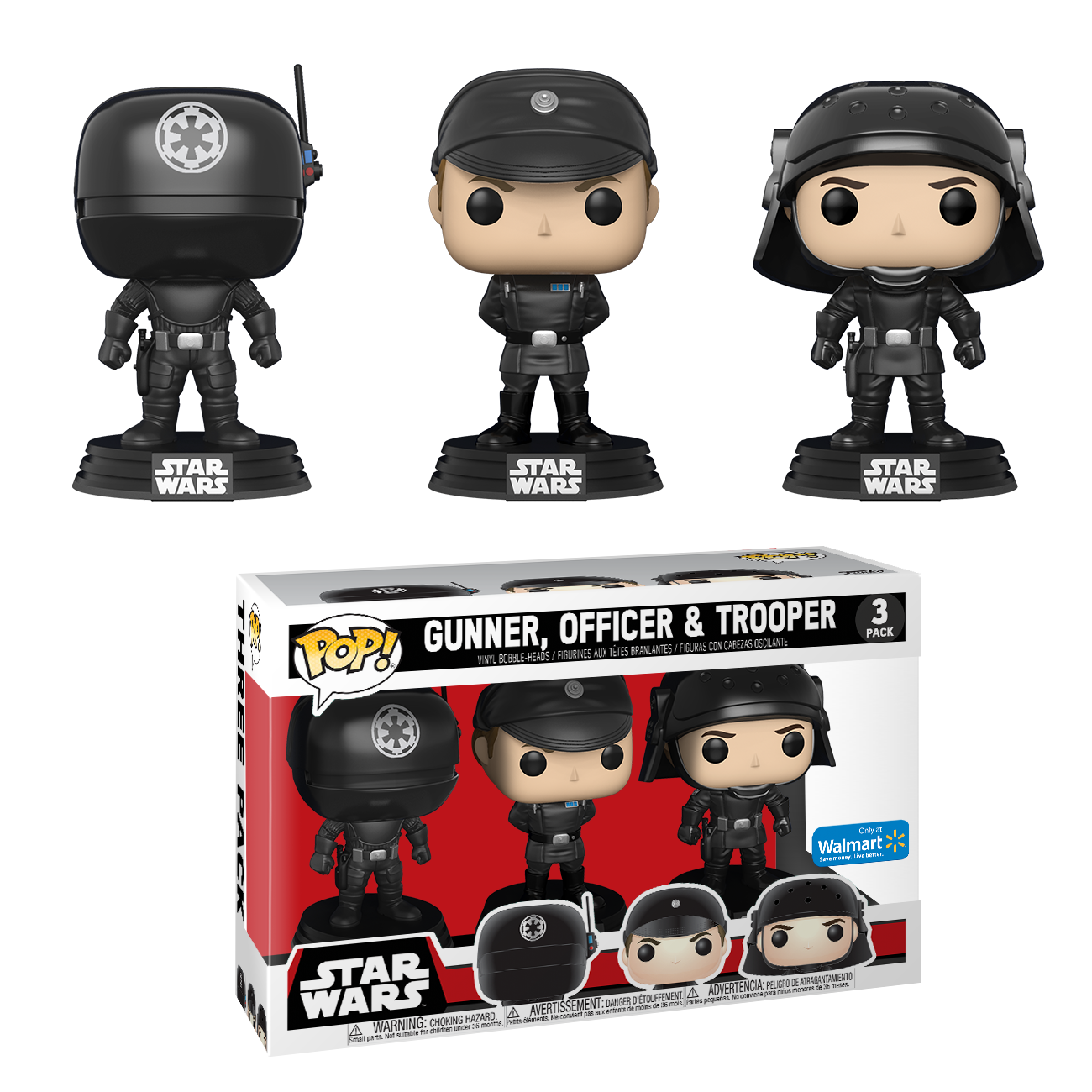 Star Wars 3-Pack Gunner, Officer & Trooper - Walmart Exclusive - Funko Pop!