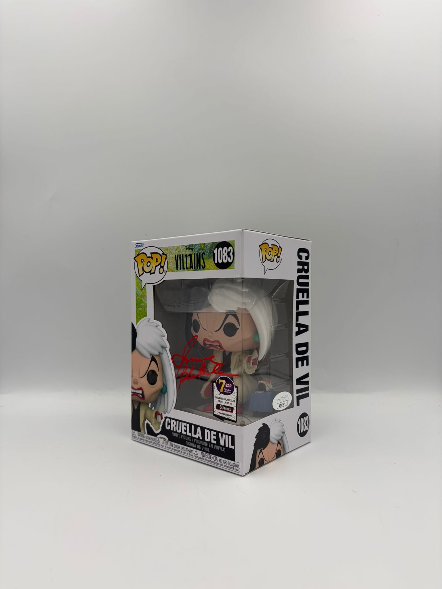 Cruella de Vil -  #1083 - Villians  - Signed By Susan Blakeslee- 7BAP Certified Funko Pop!