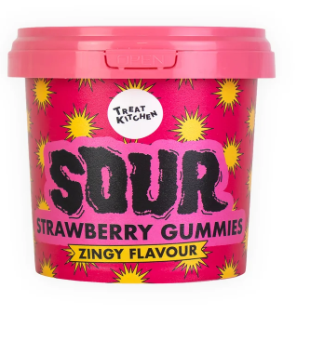 Sour Strawberry cubes Pot 150g -  Treat Kitchen