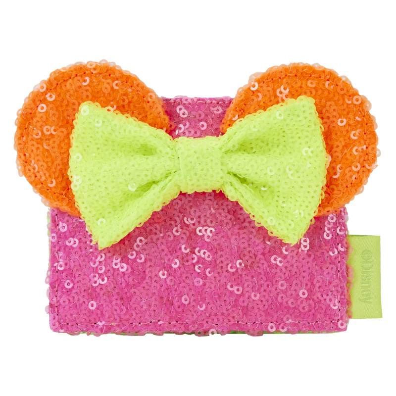 Minnie Mouse Exclusive Color Block Neon Sequin Card Holder - Loungefly