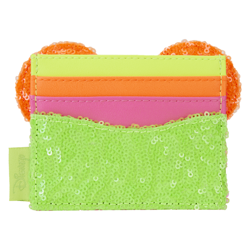 Minnie Mouse Exclusive Color Block Neon Sequin Card Holder - Loungefly