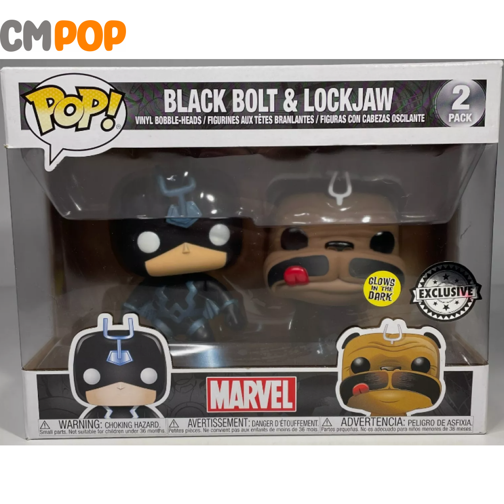 Black Bolt & Lockjaw- 2 Pk - Funko Pop! Marvel Gitd Exclusive Pop