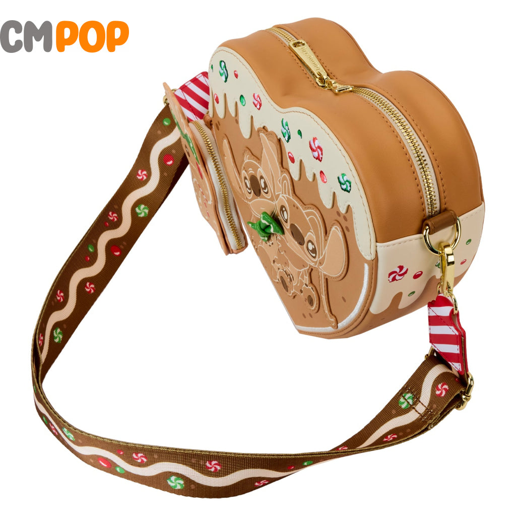 Disney Lilo And Stitch Angel Gingerbread Heart Crossbody Bag - Loungefly
