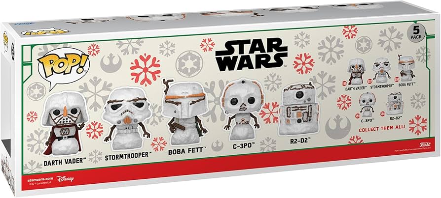 Star Wars Holiday - Funko Pop! Darth Vader, Stormtrooper, Boba-Fett, C-3PO, R2-D2 Snowmen 5 Pack - Amazon Exclusive