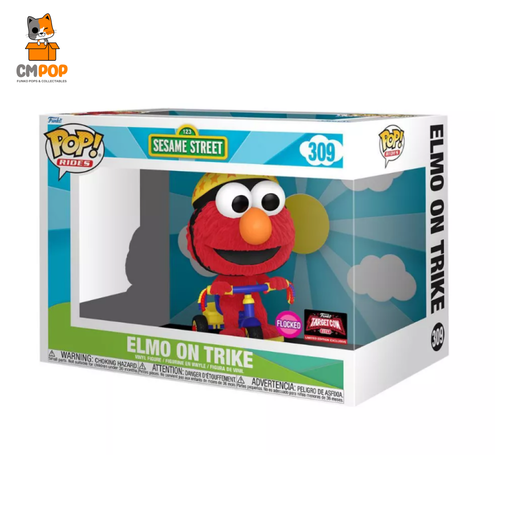 Elmo On Trike - Sesame Street # 309 Funko Pop! Tv Flocked Target Con 2024 Limited Edition Exclusive