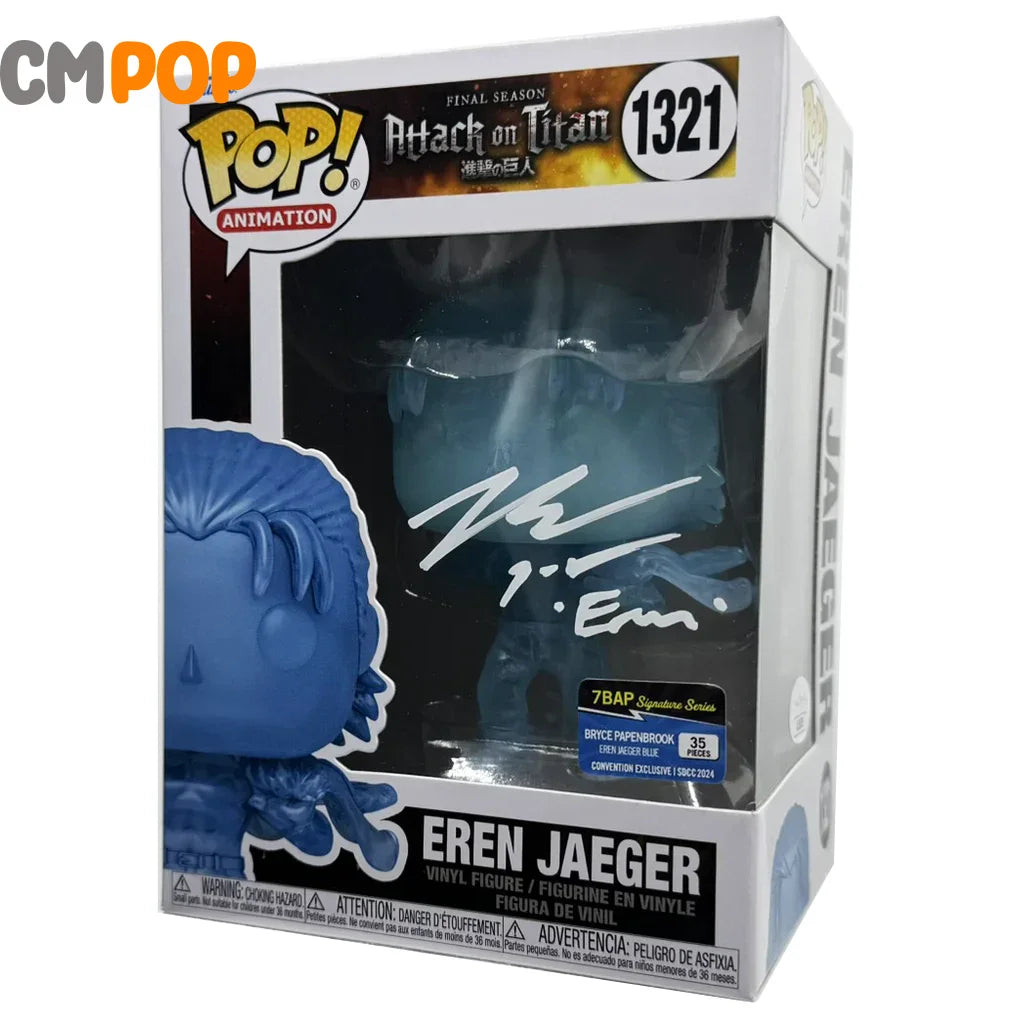 Eren Jaeger (Eren Pop Blue) #1321 - Funko Pop! Animation Attack On Titan Signed By (35 Pcs)
