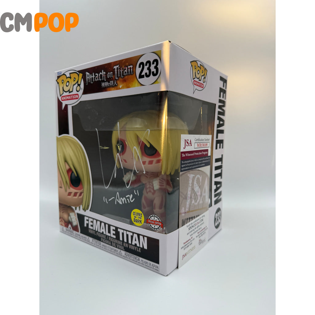 Female Titan - #233 - Funko Pop! - Animation - Attack on Titan - GITD - Special Edition - Signed by Lauren Landa