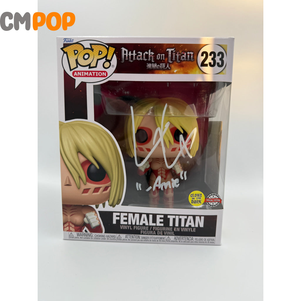 Female Titan - #233 - Funko Pop! - Animation - Attack on Titan - GITD - Special Edition - Signed by Lauren Landa