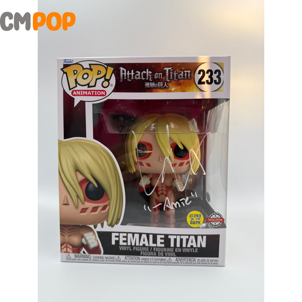 Female Titan - #233 - Funko Pop! - Animation - Attack on Titan - GITD - Special Edition - Signed by Lauren Landa