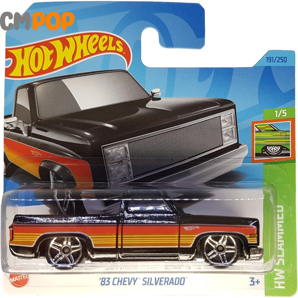 Hot Wheels - HW Slammed - ’83 Chevy Silverado (191/250) - Black (Half Card) Toys & Games