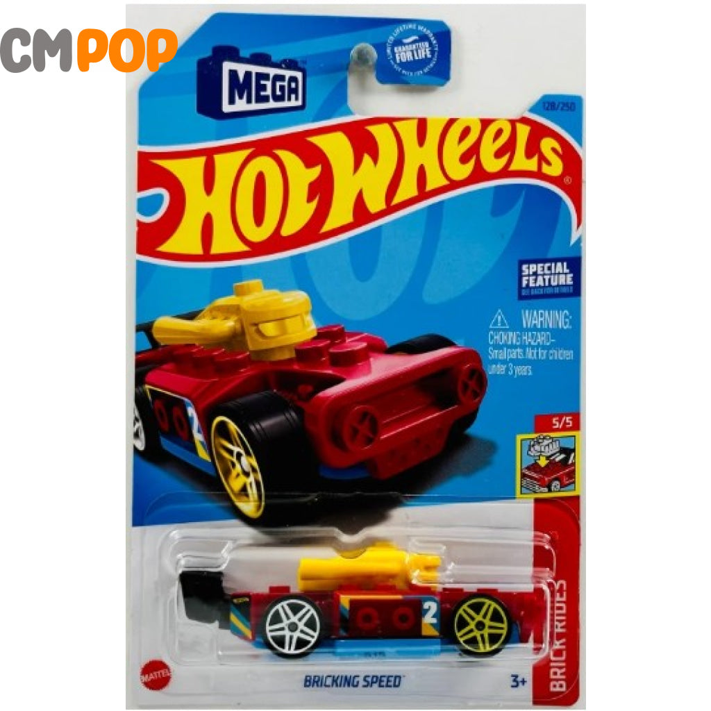 Hot Wheels - MEGA: Brick Rides - Bricking Speed (128/250) - Red (Half Card) Toys & Games