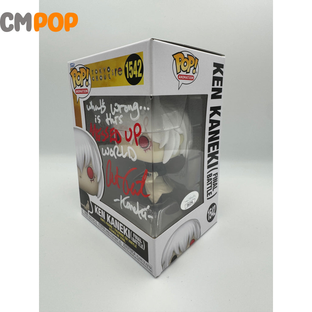 Ken Kaneki (Final Battle - #1542 Funko Pop! Animation Tokyo Ghoul Signed By Austin Tindle (White
