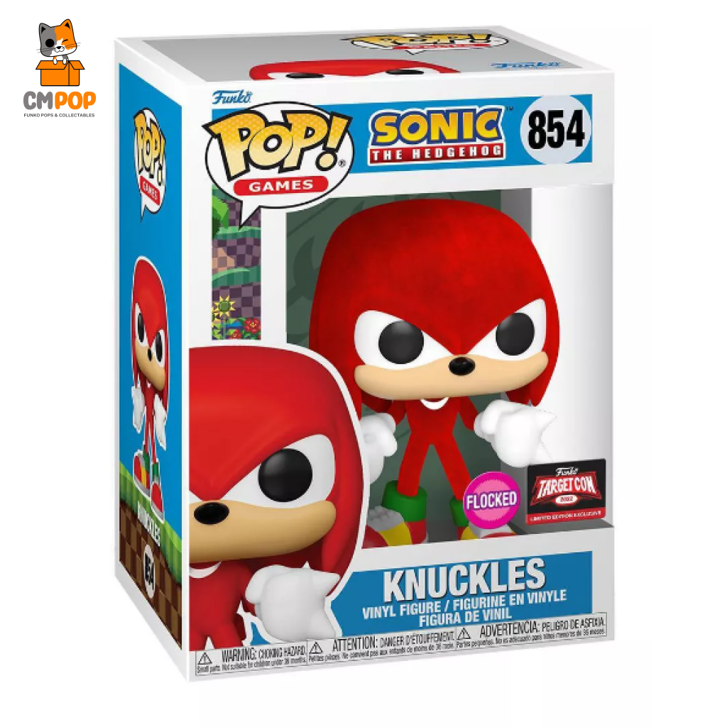 Knuckles - Funko Pop! #854 Sonic The Hedgehog Flocked Target Con 2024 Limited Edition Exclusive Pop