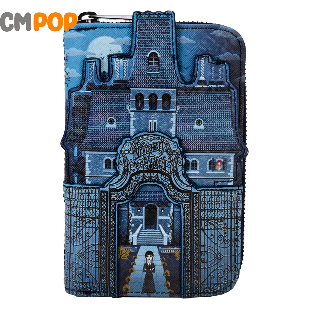 Mgm Wednesday Nevermore Castle Zip Around Wallet - Loungefly