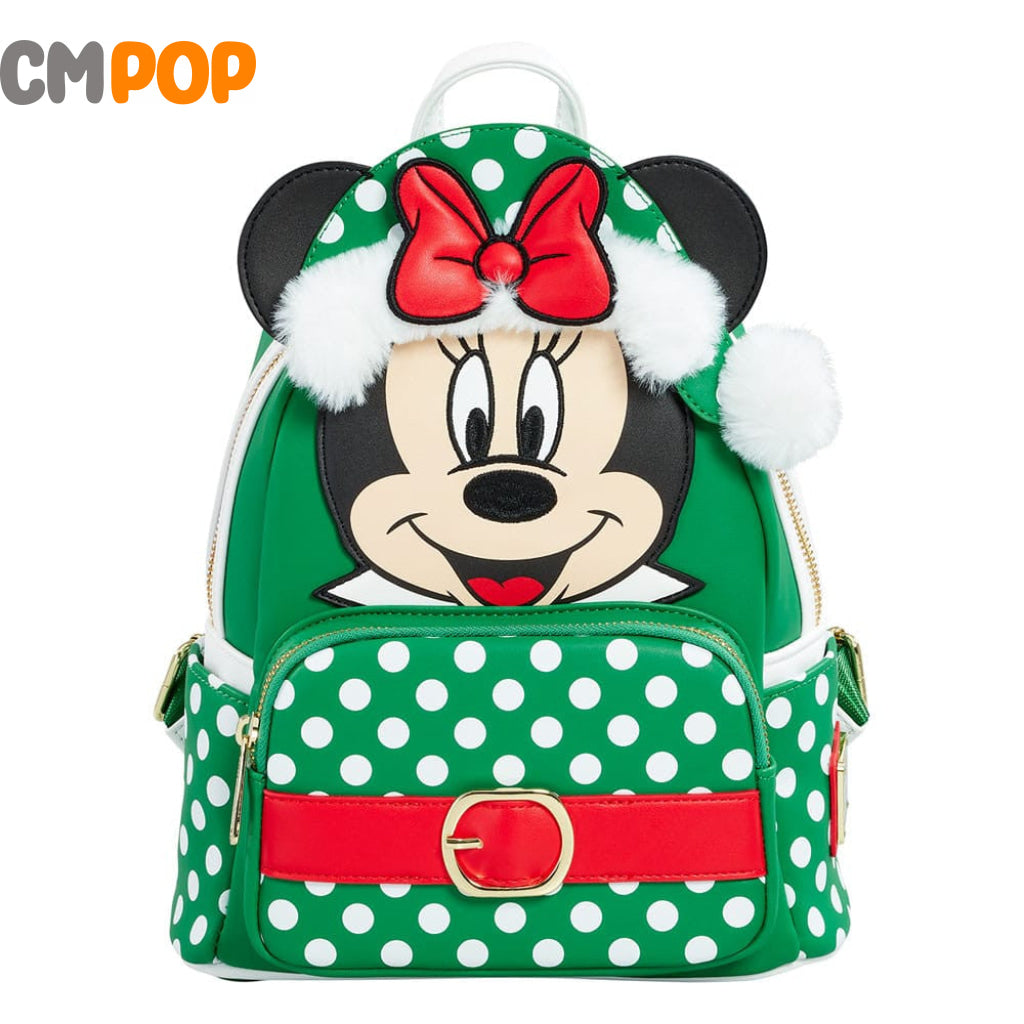 Minnie Mouse Black Polka Dot Christmas Mini Backpack - Loungefly