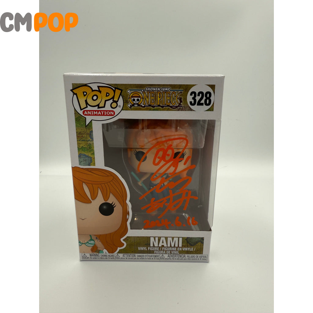 Nami - #328 - Funko Pop! - Animation - One Piece - Signed by Akemi Okammura JVA Japanese Voice Actress - Certified by