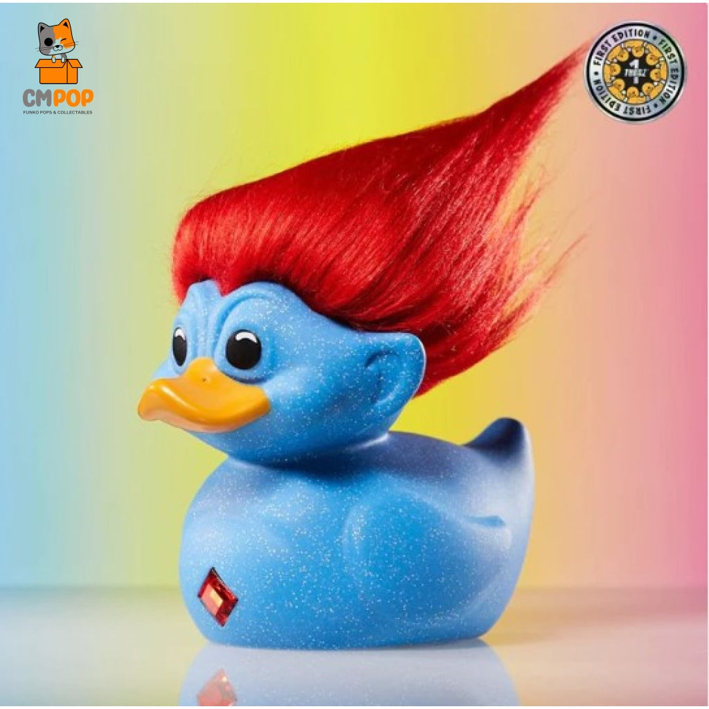 Official Trolls Glitter Blue Troll (Blue With Red Hair) - Tubbz Cosplaying Duck Collectable Funko