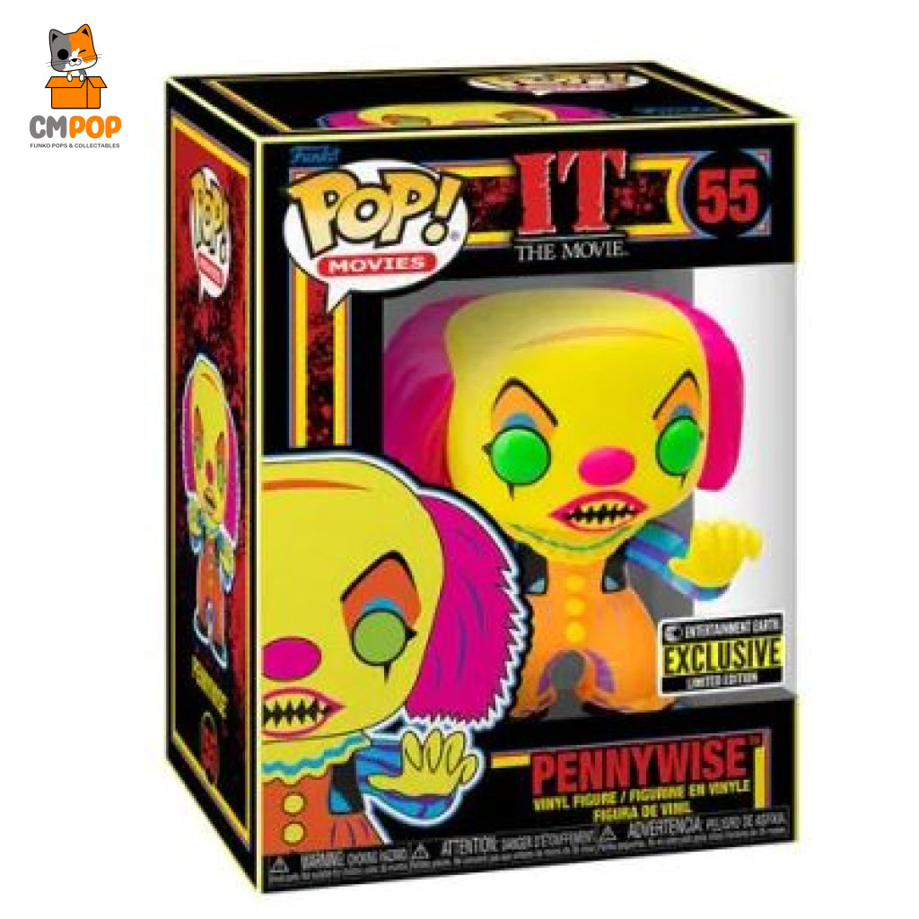 Pennywise Blacklight - #55 Funko Pop! It Horror Entertainment Earth Exclusive Pop