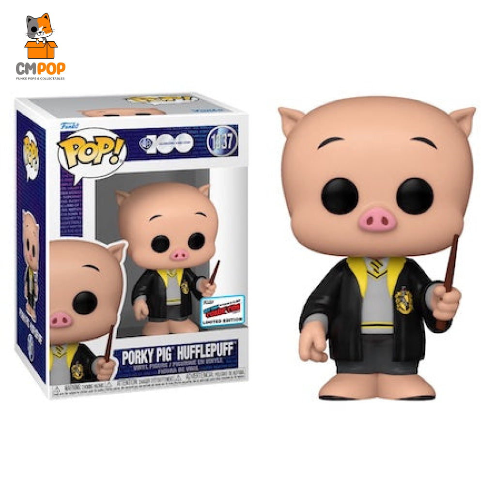 Porky Pig Hufflepuff - #1337- Funko Pop! Looney Toons Nycc 2023 Stickered Convention Exclusive Pop