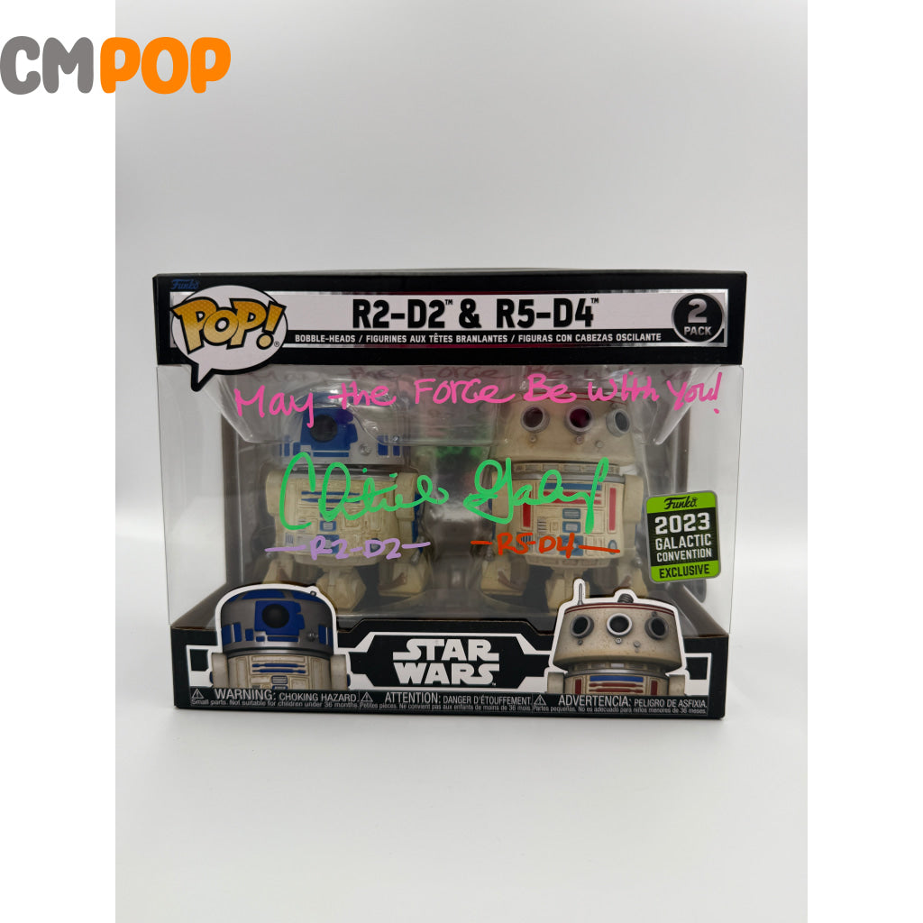 R2-D2 & R5-D4- 2 Pack - Funko Pop! - Star Wars - Funko 2023 Galactic Convention Exclusive - Signed by - Certified Pop!