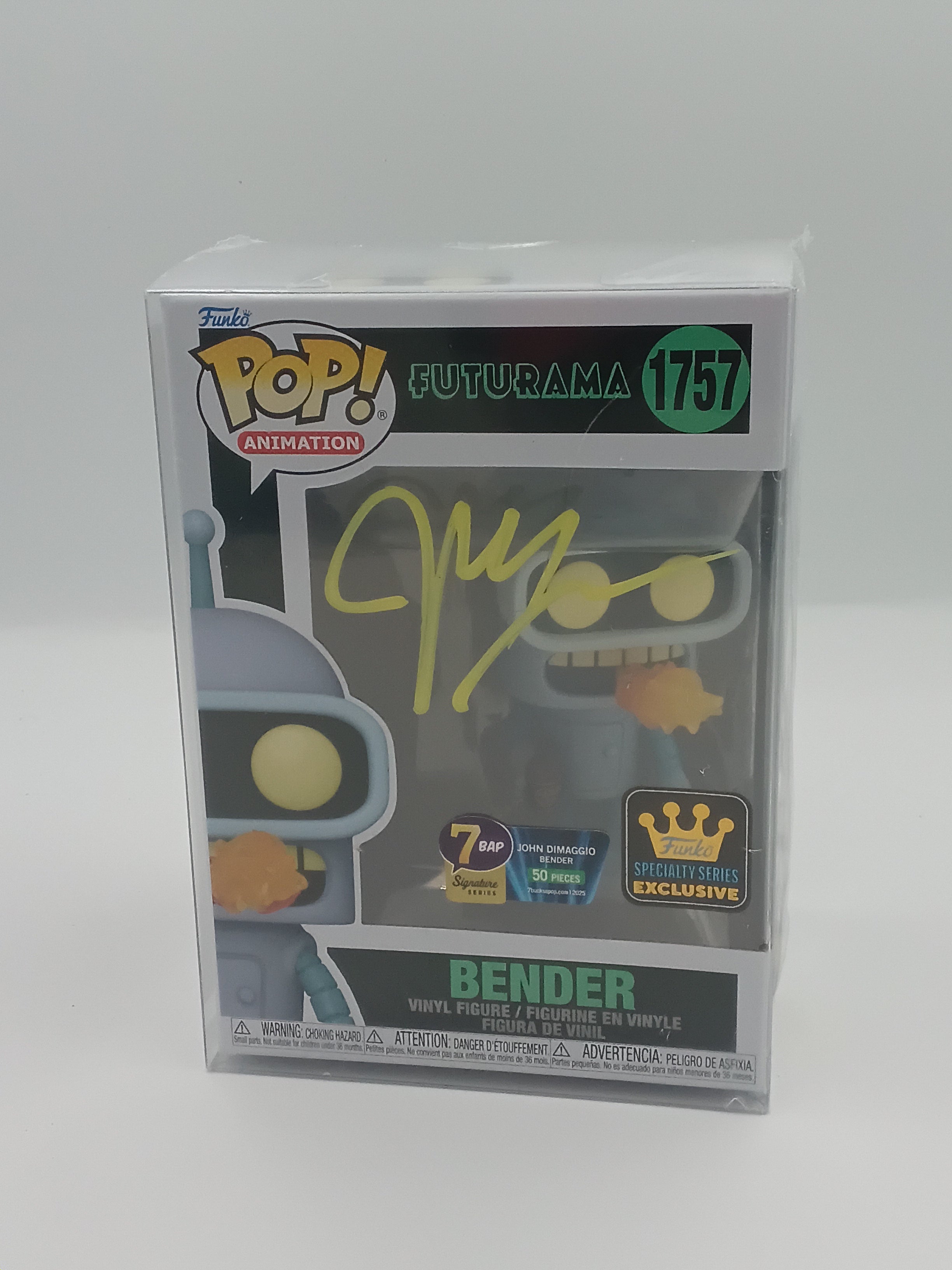 Bender - #1757 - Funko Pop! - Animation - Futurama - Specialty Series Exclusive - 7BAP Signature series - 50 Pieces - Signed By John DiMaggio