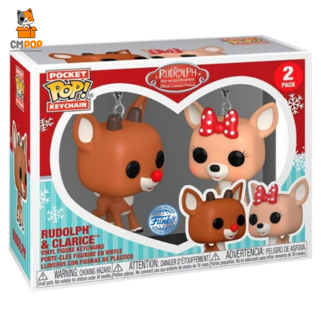 Rudolph And Clarice 2 Pack Keychain - Funko Pop! Christmas Pop