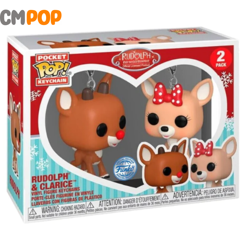 Rudolph And Clarice 2 Pack Keychain - Funko Pop! Christmas Pop