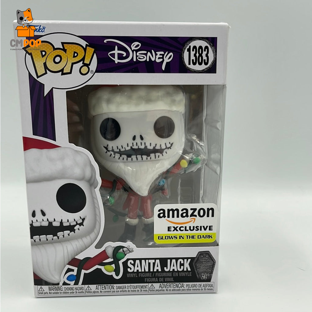 Santa Jack - #1383 Funko Pop! Disney The Nightmare Before Christmas Gitd Amazon Exclusive 8/10 Box