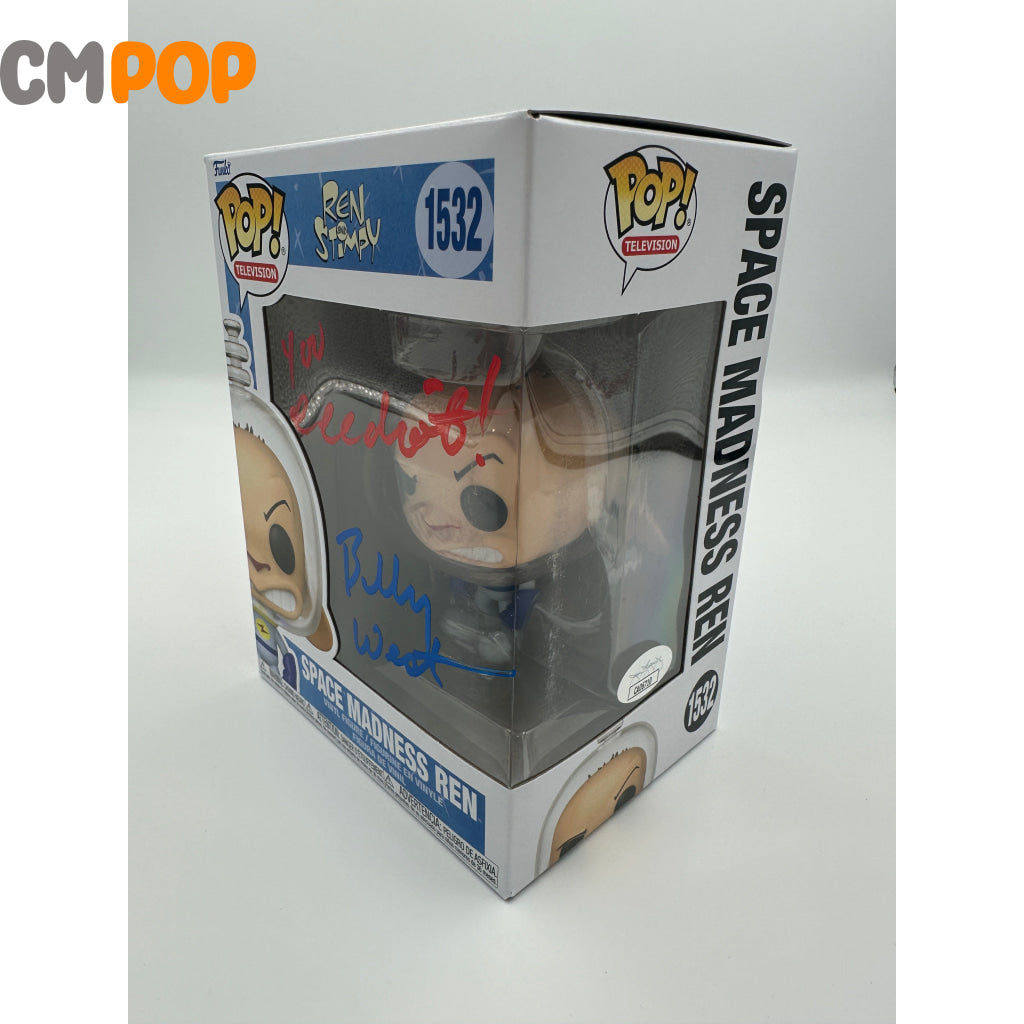 Space Madness Ren - #1532 Funko Pop! Television Stimpy Signed By Billy West Certified Pop