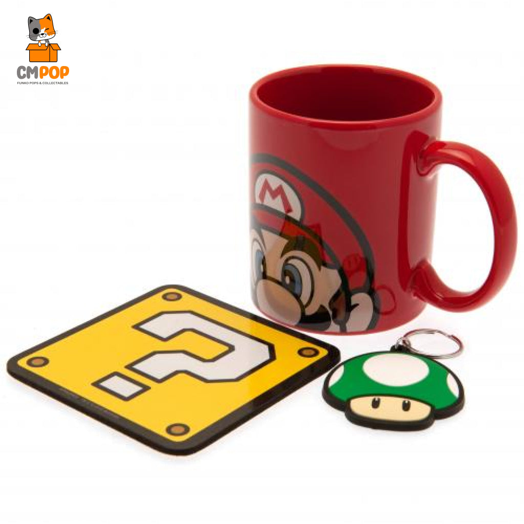Super Mario - Gift Set (Mug Coaster & Keychain) Funko Misc