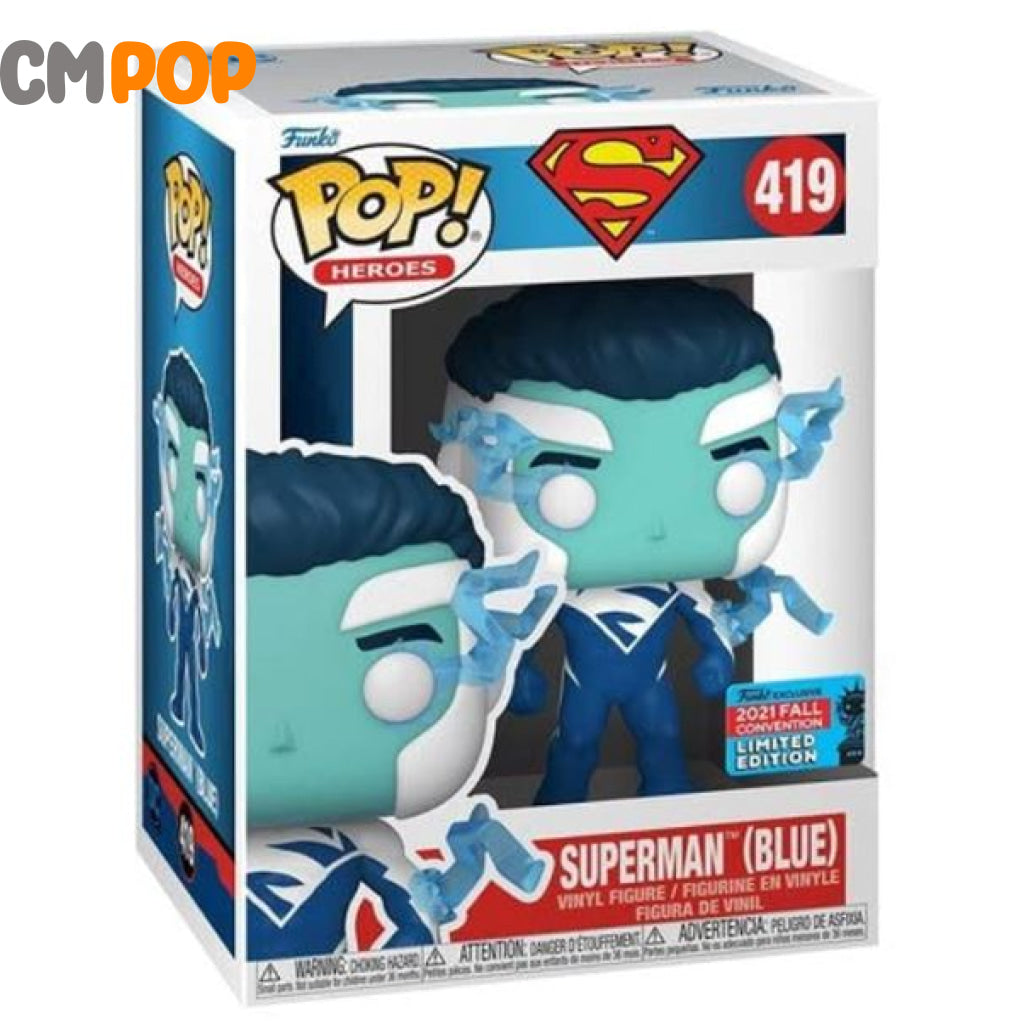 Superman (Blue) - #419 Funko Pop! 8.5/10 Condition 2021 Nycc Exclusive Pop