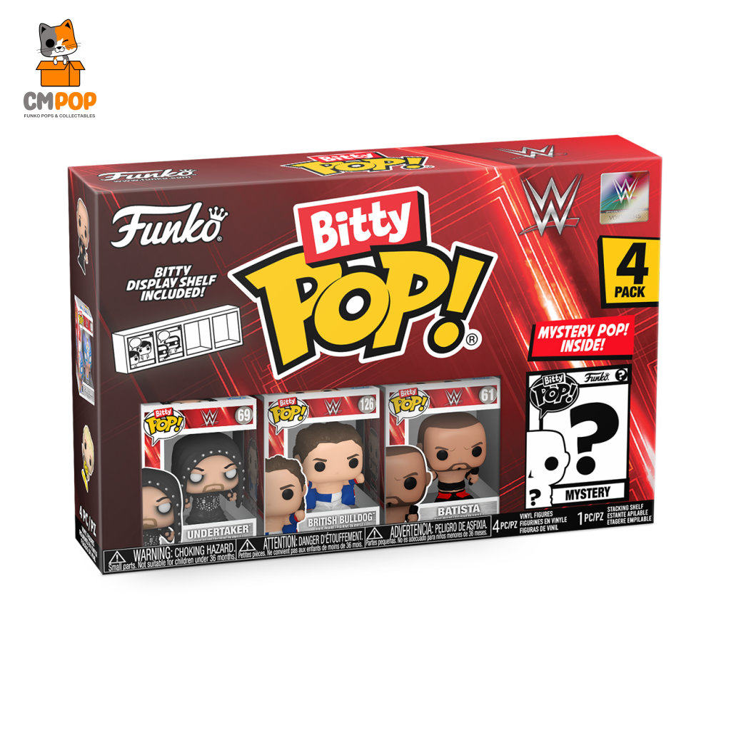 Wwe Undertaker / British Bulldog Batista - Bitty Pop 4 Pack Pop! Funko